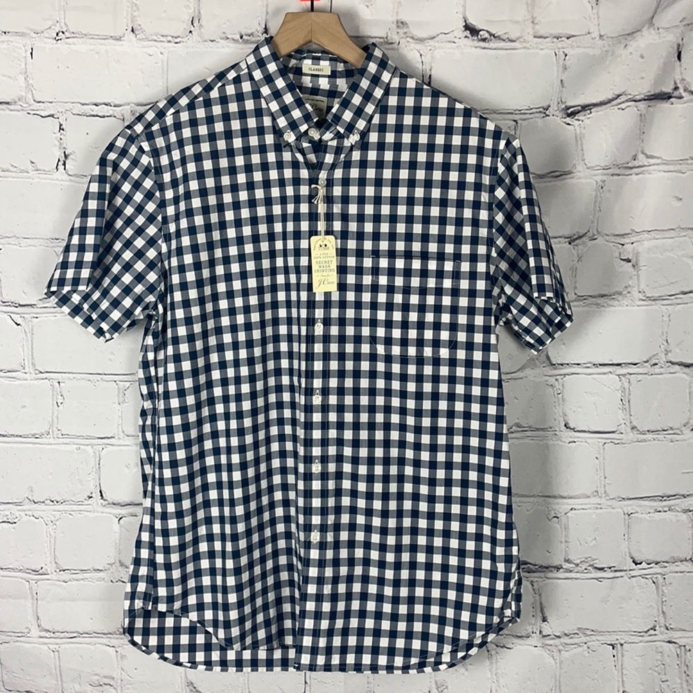 NWT J Crew Checker Casual Dress Shirt Sz L